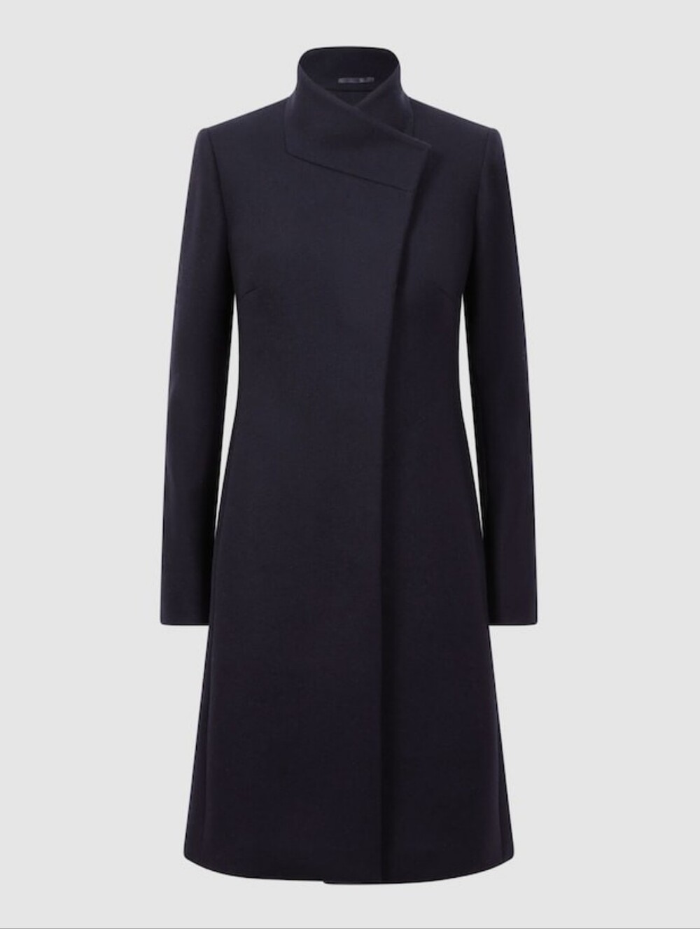 REISS Mia Wool Blend Mid-Length Coat in Navy Size Small